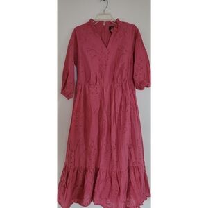 Eyelet Pink Midi Dress